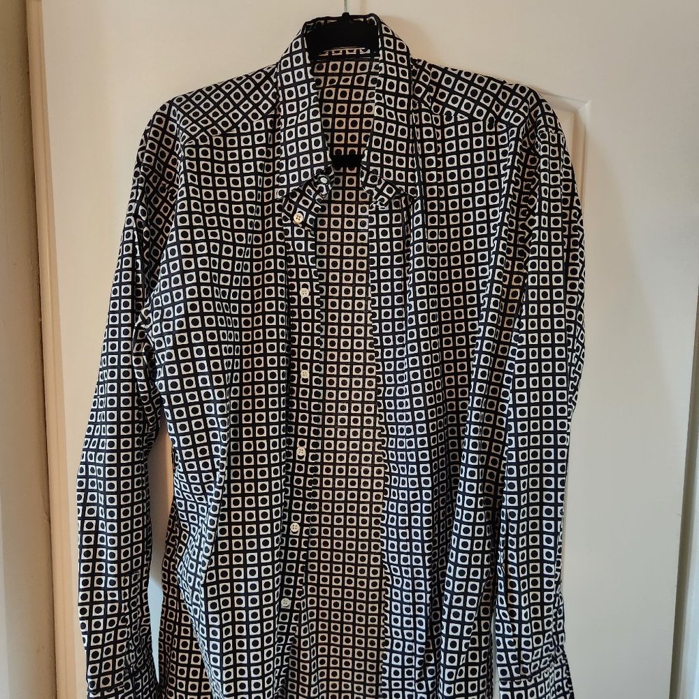 Gianni Versace Vintage 1980's Dress Shirt- Black/White Size 48 Button-Down